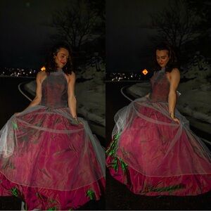 Tiffany Designs Pink and Silver Prom Dress